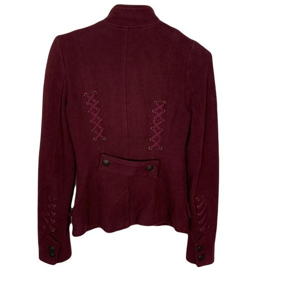 🌹🎖️Free People We The Free Majorette Military Jacket Burgundy Sz 6🎖️🌹 - Picture 3 of 10